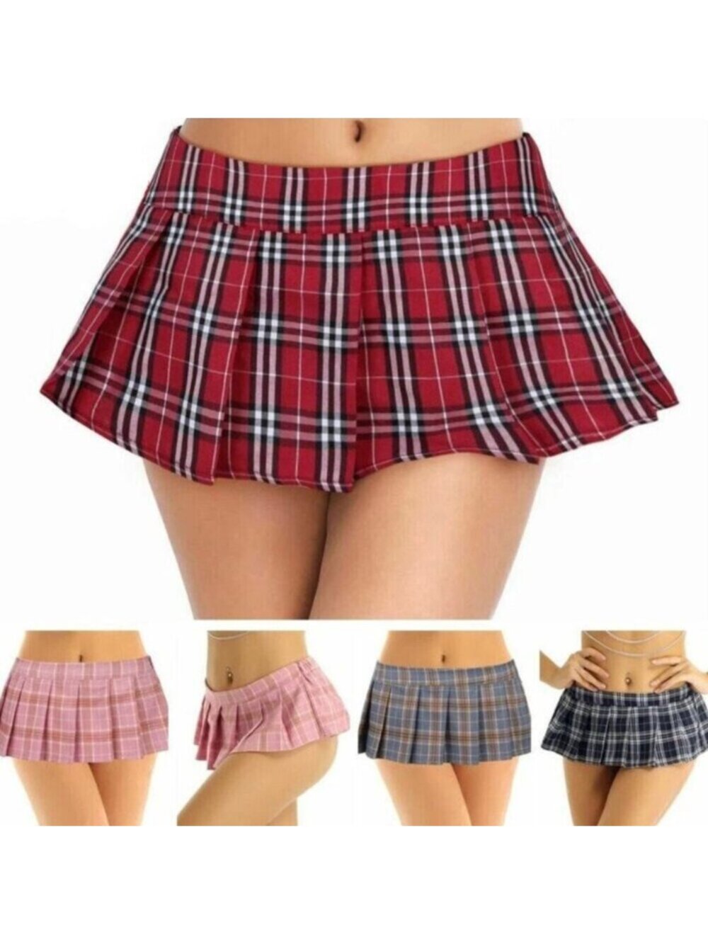 Teacher's Pet Cosplay Schoolgirl Plaid Pleated Mini Skirt Red Black OS